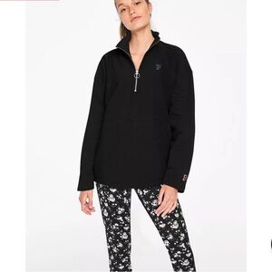 VICTORIA'S SECRET PINK PREMIUM COLLEGE QUARTER-ZIP SWEATSHIRT SIZE M COLOR BLK
